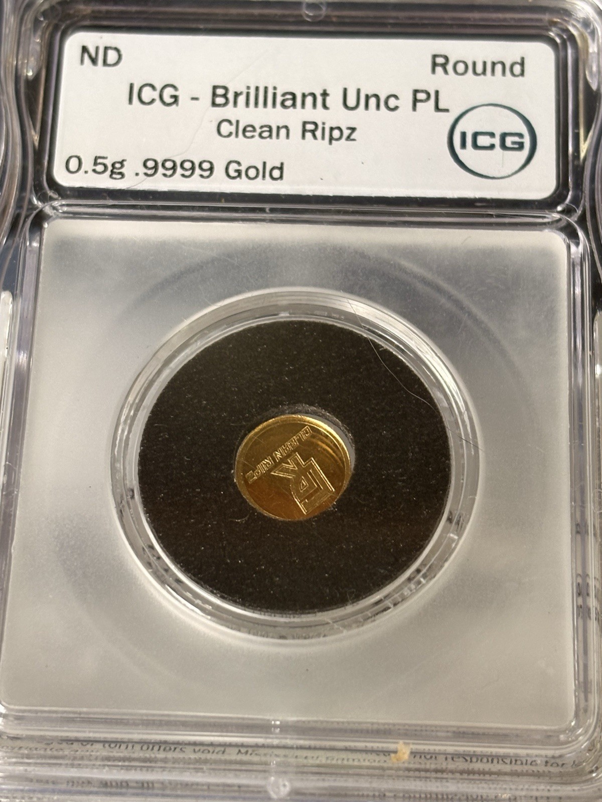 ICG Slabbed 1/2 Gram Gold! – .9999 Fine Gold Coin – Clean Ripz – 0.5g GOLD