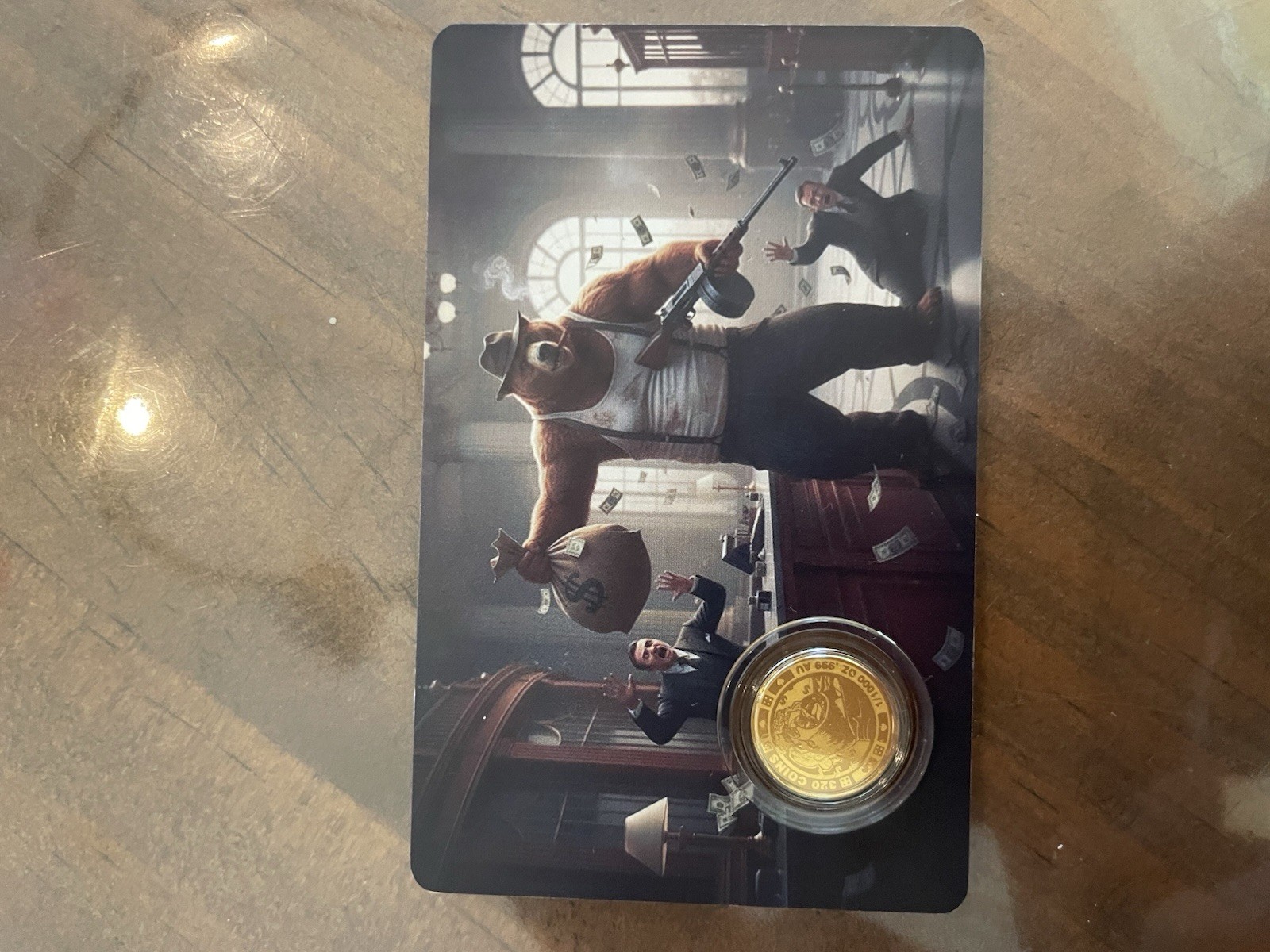 1/1000 oz .999 Fine Gold Round Coin gangster bear