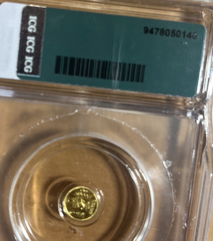 ICG Eye Of Ra Gold Round MS70 Bullion 1/500th Oz .999 Pure Metal Monarch Mint
