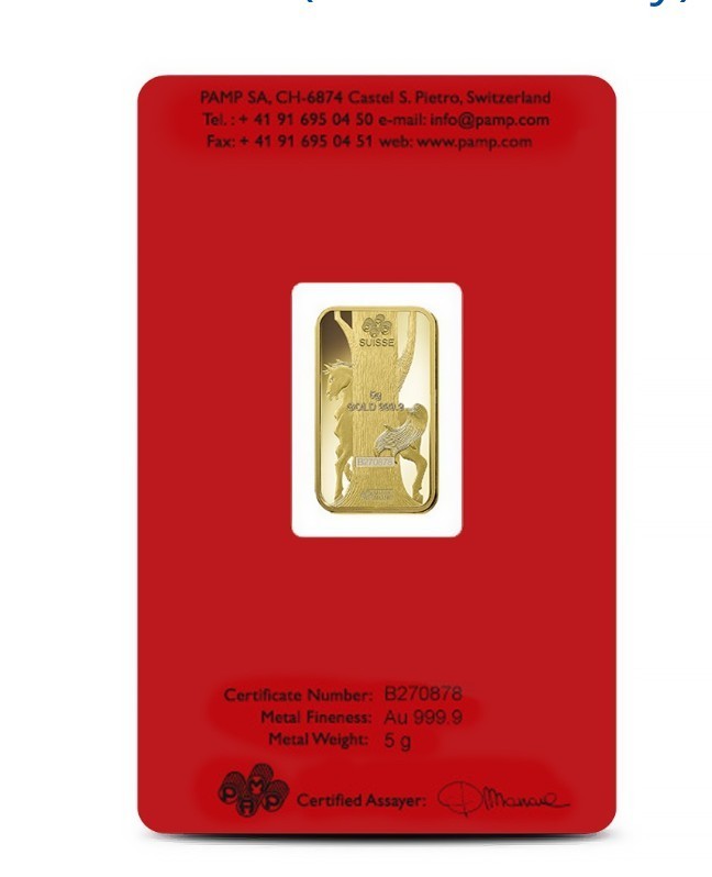 2014 Lunar Year of The Horse 🐎 PAMP Suisse 5 Gram Gold Bar Sealed in Assay ~New