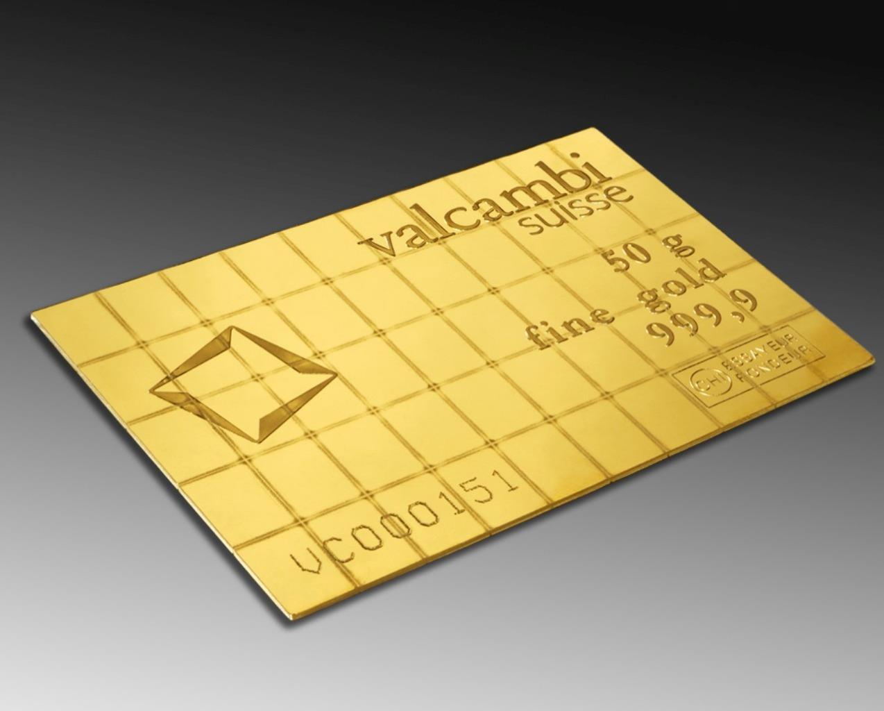 50 x 1 gram Gold Valcambi CombiBar w/ Assay Card .9999 Gold Bullion #A668