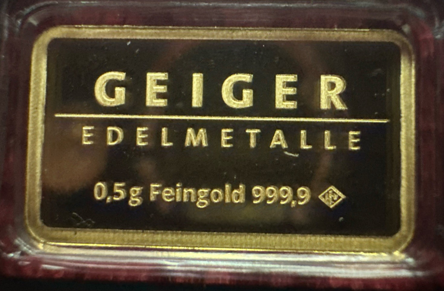 Geiger Edelmetalle AG 0.5g .9999 Gold Bar Assay Card Certificate Schloss
