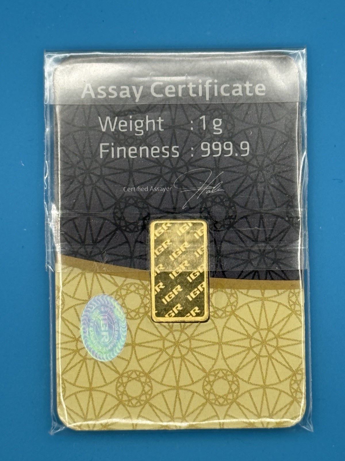 1 Gram Gold Bar .9999 Fine Gold – IGR Istanbul Gold Refinery In Assay Card