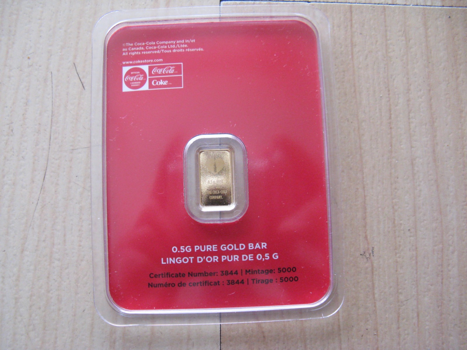 Buy Someone You Love a Coke 0.5 gram 1/2 g .999 Gold Bar Coca-Cola SEALED