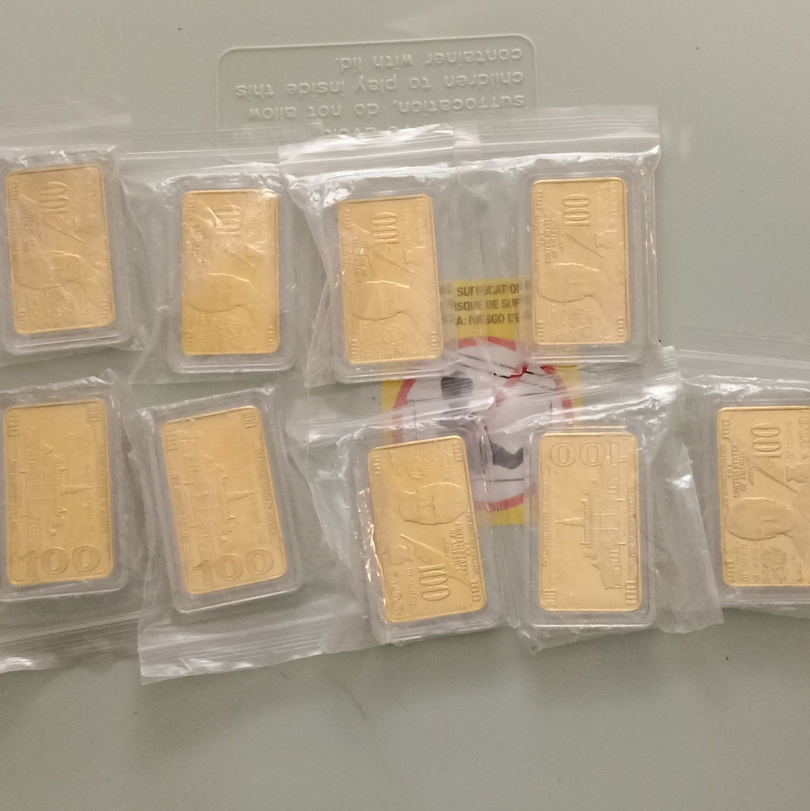 United States of America 2kk Gold Platted Bars Lot of 11