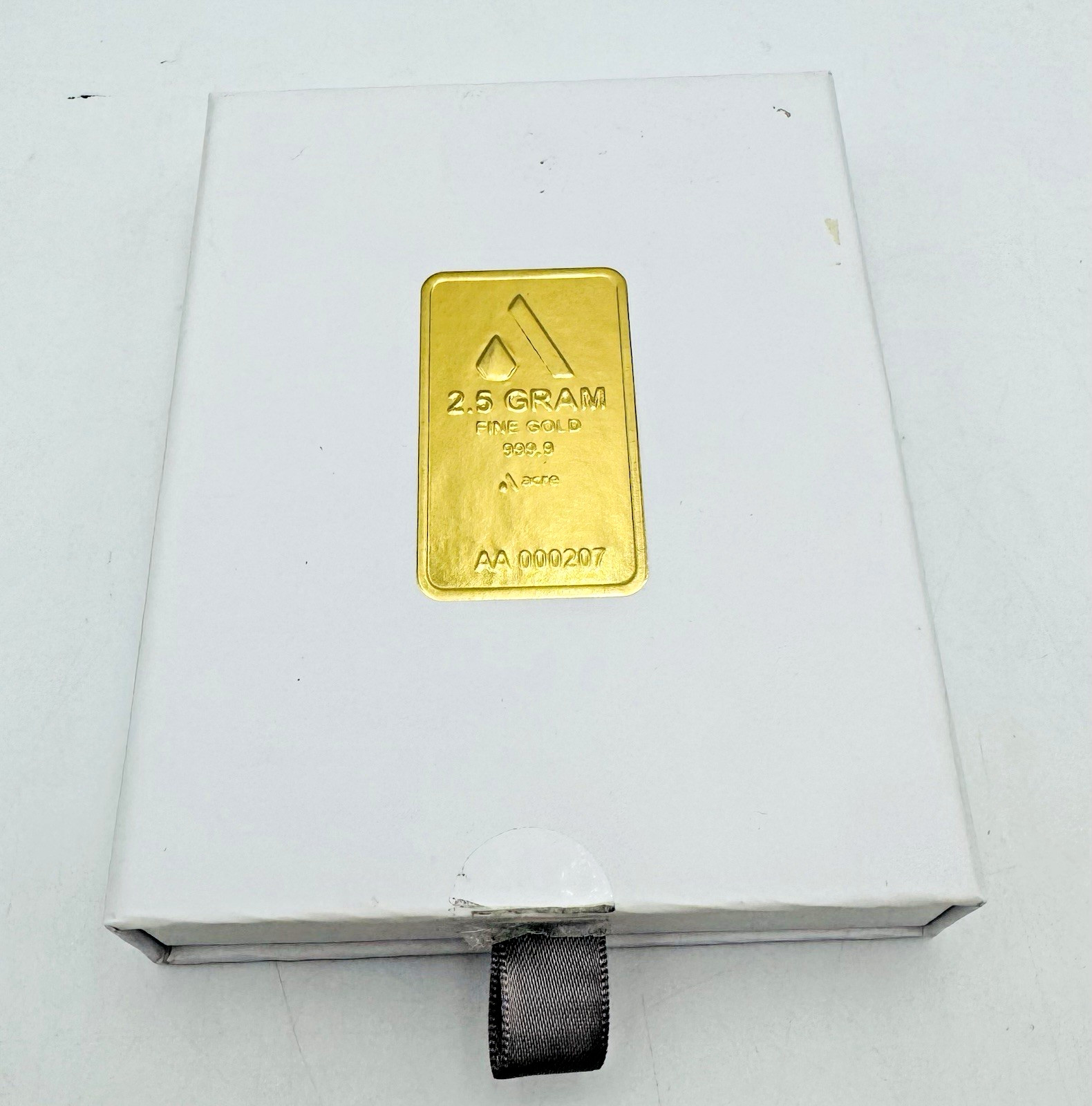 2.5 Gram .9999 Gold Bar Acre Limited Edition Mint 1 Sealed Assay AA067580 In Box