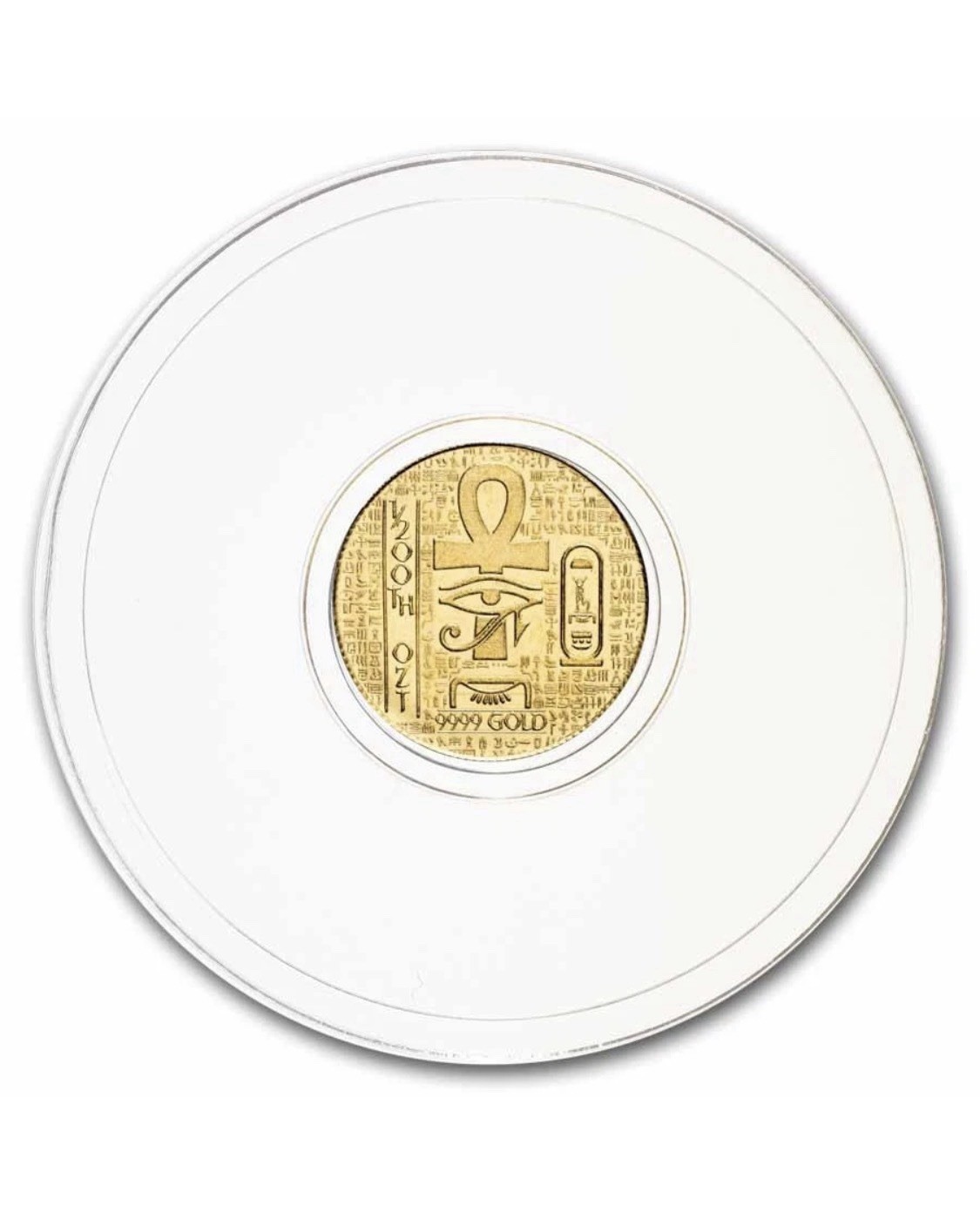2024 1/200 oz .9999 Gold Egyptian Themed Round – Hieroglyphics / Eye of Horus