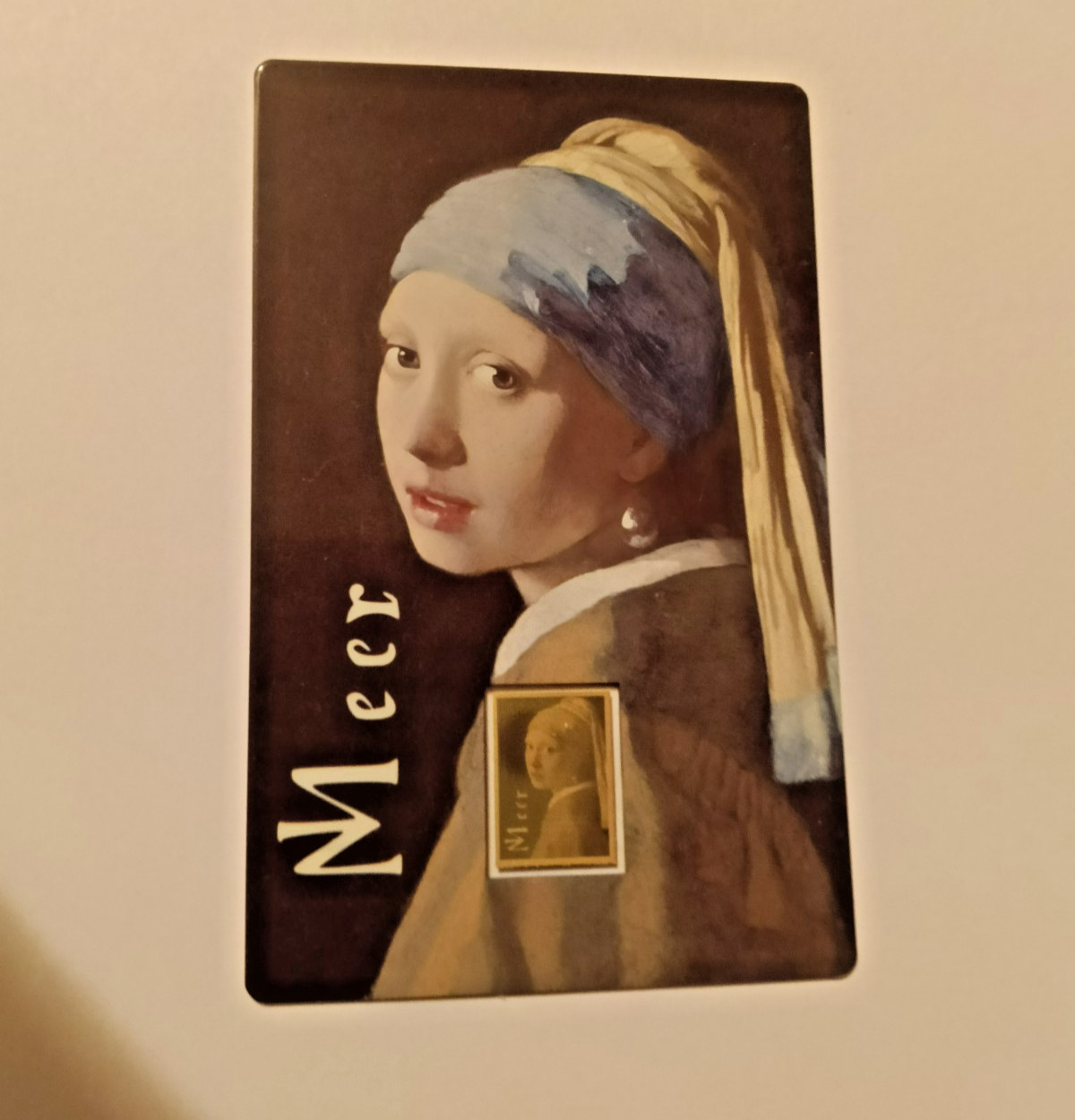 1/1000th oz, 24k gold coin bar Girl with the Pearl Earing by Jan Vermeer