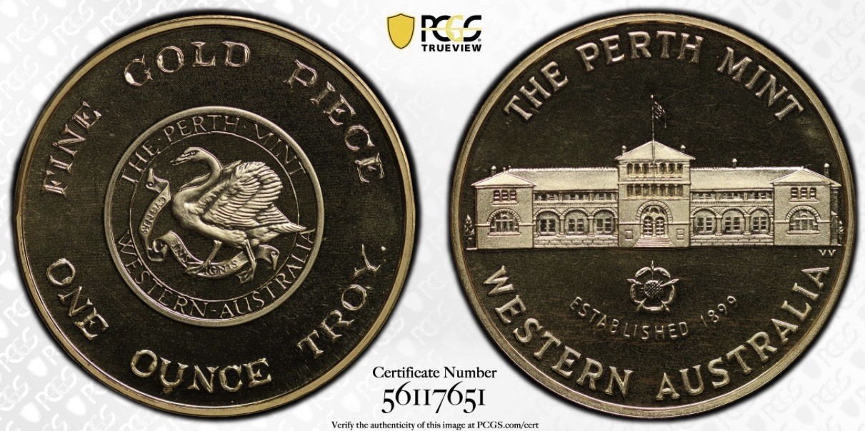 Western Australia Perth Mint Vintage 1oz 999 Fine Gold Piece PCGS PR68DCAM Medal