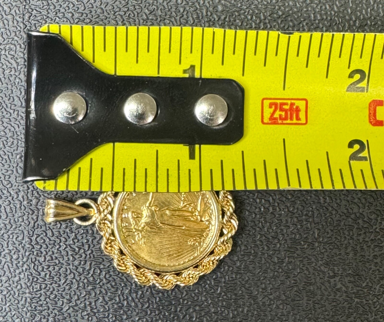 1987 American Gold Eagle $5 1/10ozt. Gold in 14kt Gold Rope Pendant, 3mm Bale