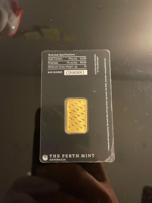The Perth Mint 10 Gram Gold Bar in Assay