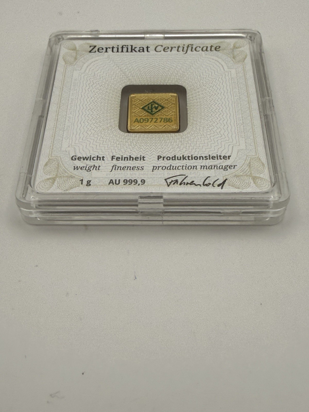 Geiger Edelmetalle 1g Gold Bar 0.9999 Fine Bullion