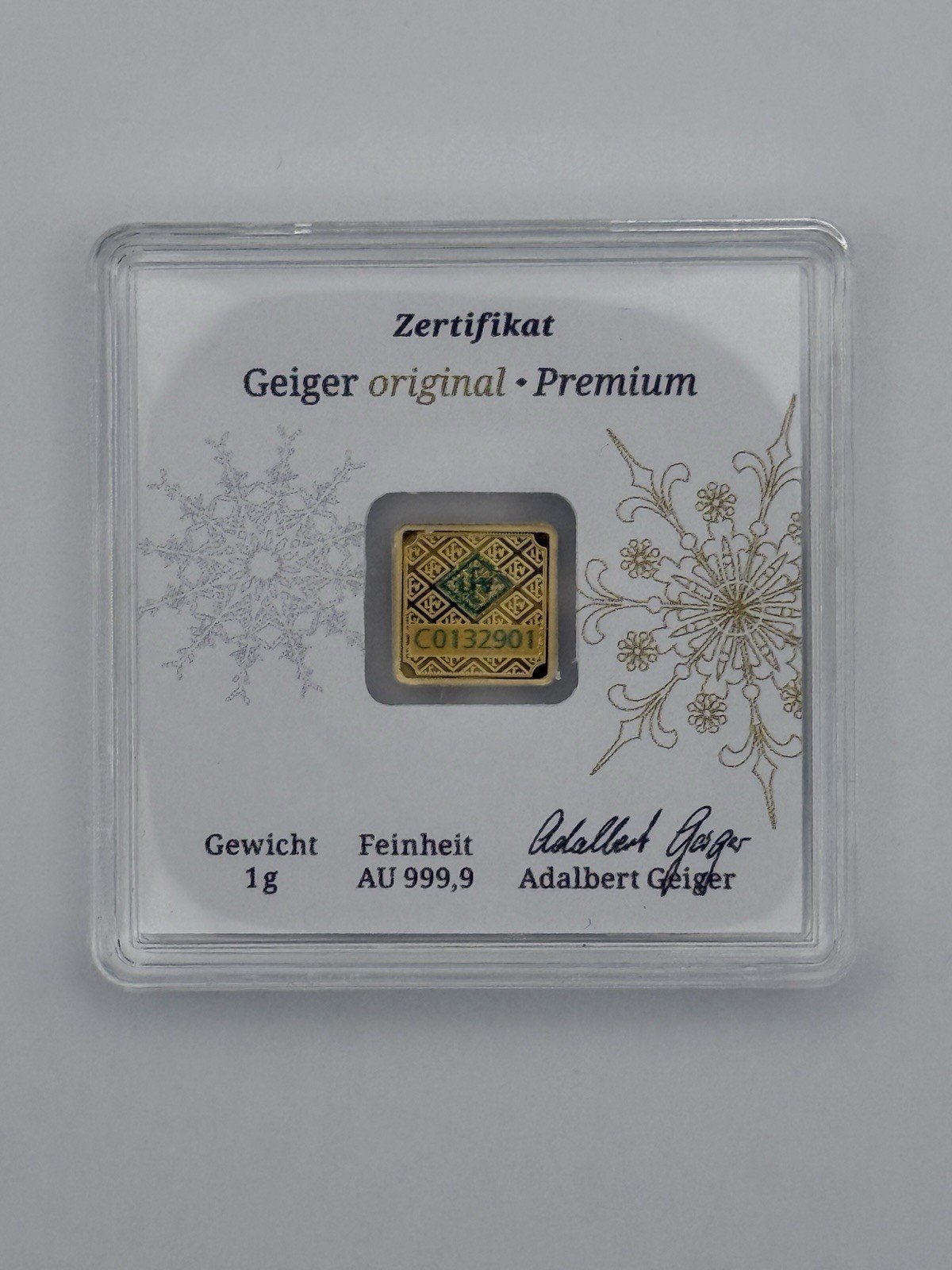 1g Geiger Gold Bar .9999 Fine Gold – Merry Christmas Edition in Assay (C0132901)