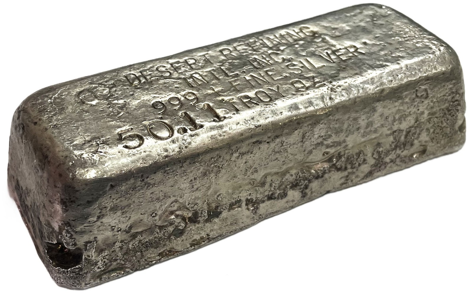 VINTAGE 50.11 OZ SILVER DERSERT REFINING INTERNATION INC .999 FINE BAR / INGOT