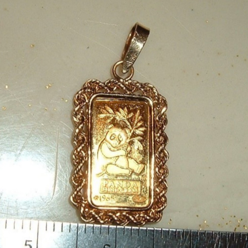 1 GRAM 999.9 FINE GOLD CREDIT SUISSE BAR 14 KT ROPE BEZEL 3MM BAIL PENDANT 1.8g