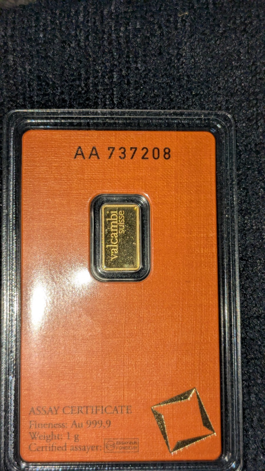 1 Gram Valcambi Suisse Gold Bar (Brand New)