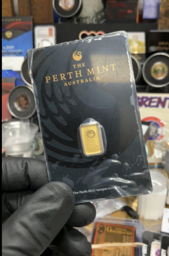 1 Gram 9999 Solid Gold Perth Mint Kangaroo Investor Ingot Bar Sealed Certified
