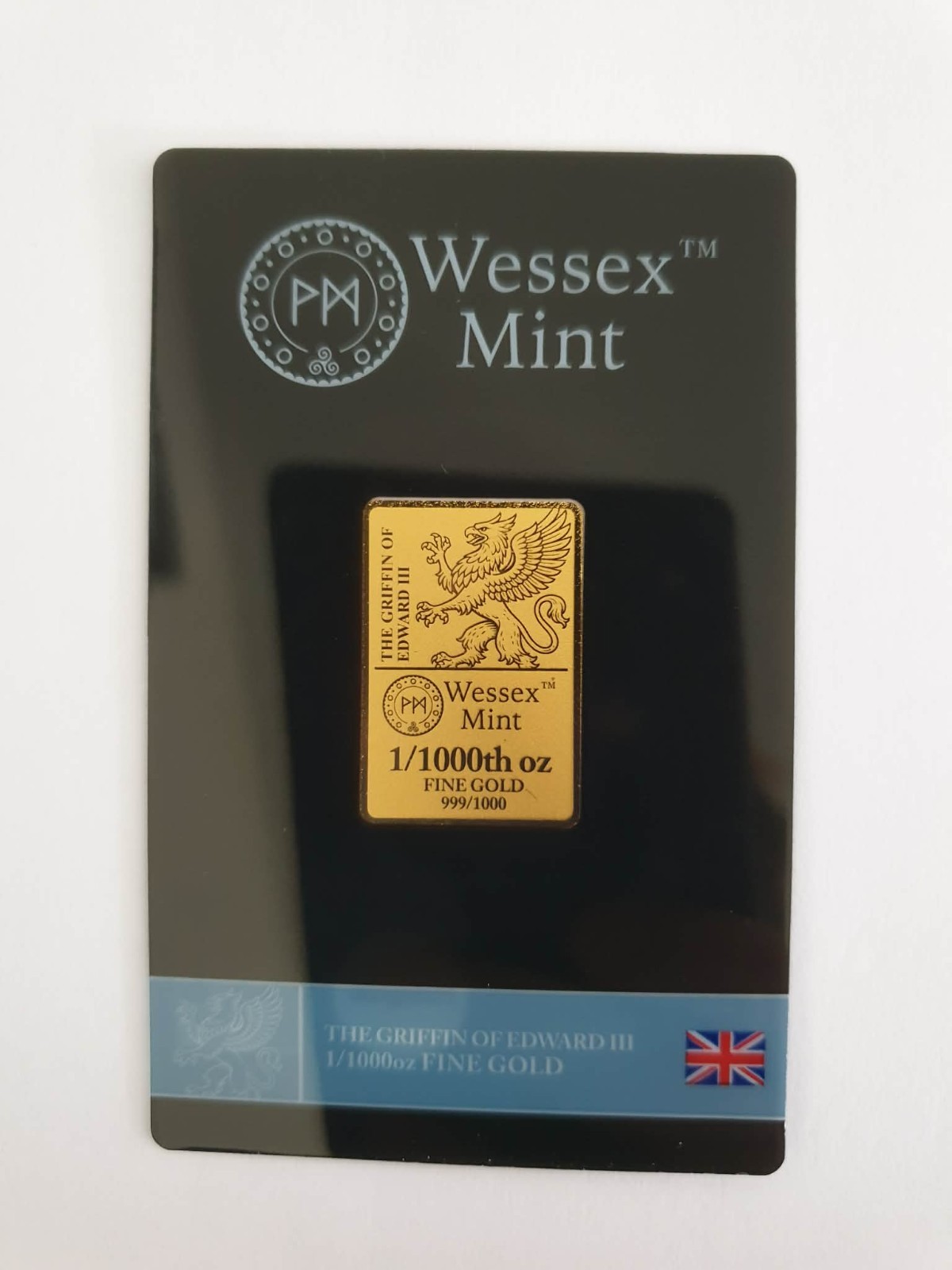 1/1000 oz The Griffin Of Edward III 24K Pure Gold Bar- Wessex Mint LBMA Certific