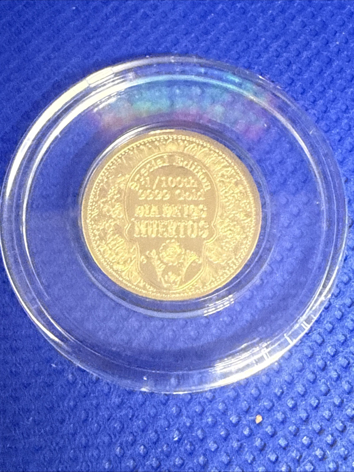 1/100 oz Gold Round Dia De Los Muertos Sugar Skull Capsule .9999 Pure Monarch