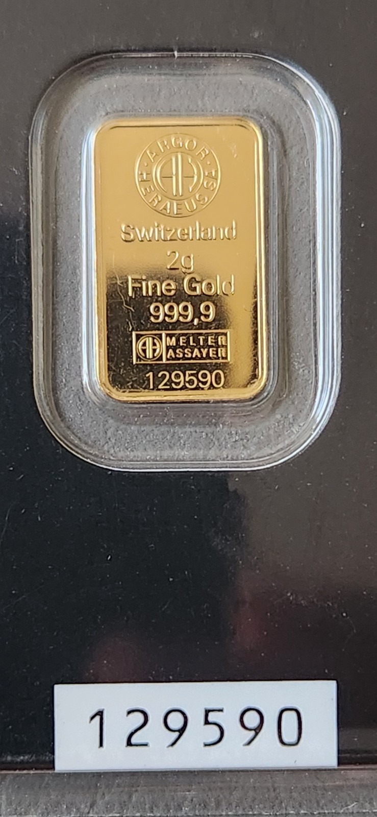 Argor-Heraeus 2 gram 999.9 Fine Gold Kinebar (In Assay) With Hologram Technology