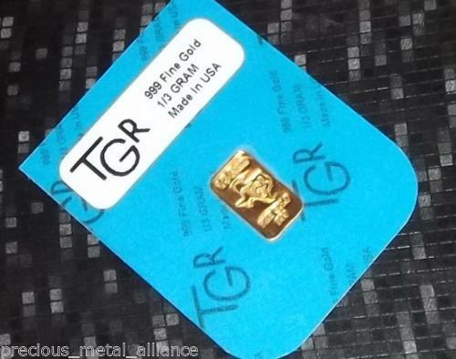 (4X) GOLD 1/3 GRAM G 24K PURE TGR PREMIUM BULLION BAR 999.9 CERTIFIED INGOT LOT*