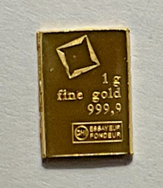 Lot Of 2- 1 Gram Gold Bar Loose -Valcambi Suisse .9999 Fine Gold, Secondary Mkt