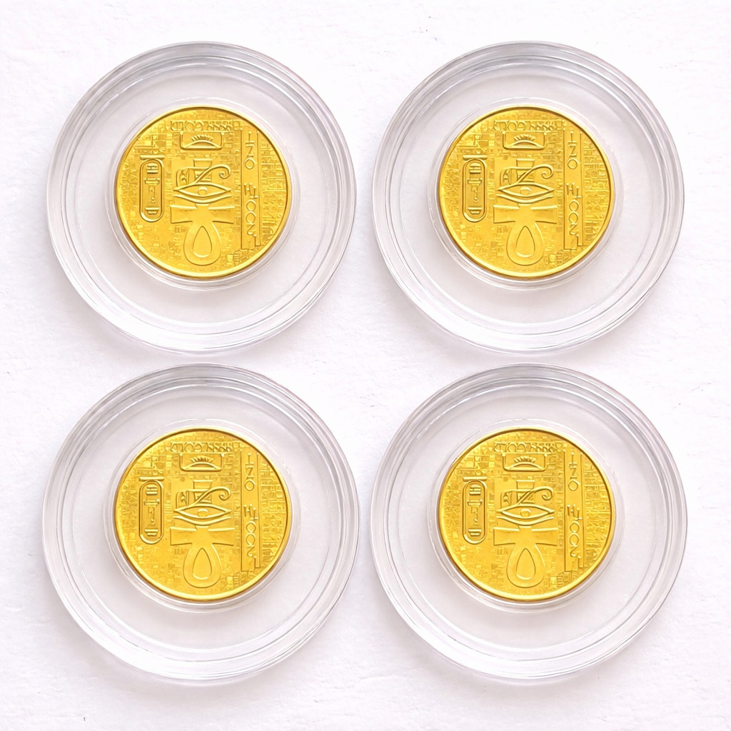 Lot of 4 – 1/200 oz .9999 Pure Gold Egyptian Scarab Round 24K Fine Gold Bullion