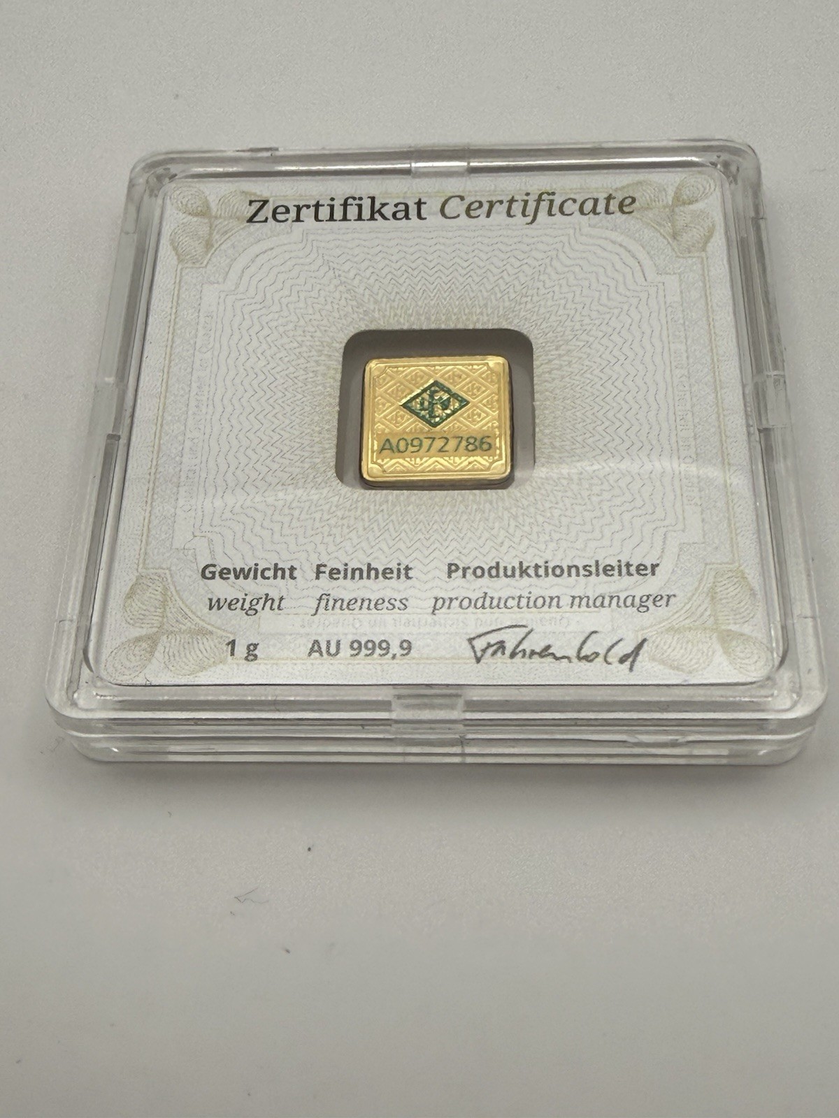 Geiger Edelmetalle 1g Gold Bar 0.9999 Fine Bullion