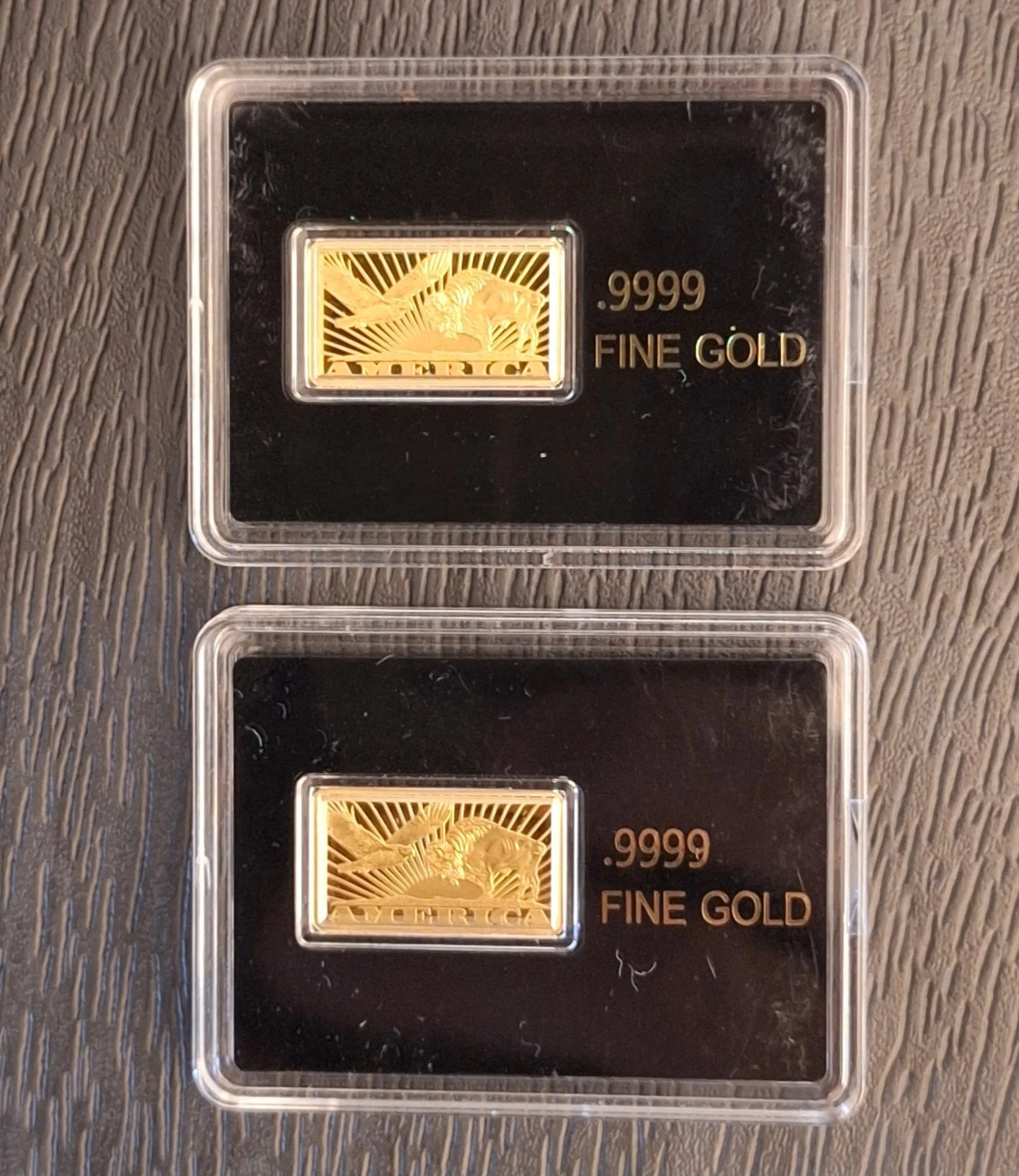 ✨ Set of 2 🇺🇸 Buffalo Eagle .9999 Pure Gold Bars | American Tribute