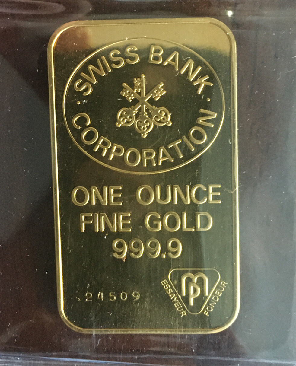 Vintage Swiss Bank Corporation 1 oz. .999 Gold Bar Nice Rare Bullion Piece