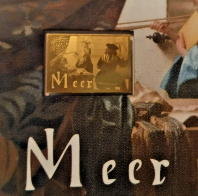 1/1000th oz 24k GOLD COIN/BAR the Art of Painting a masterpiece by Jan Vermeer