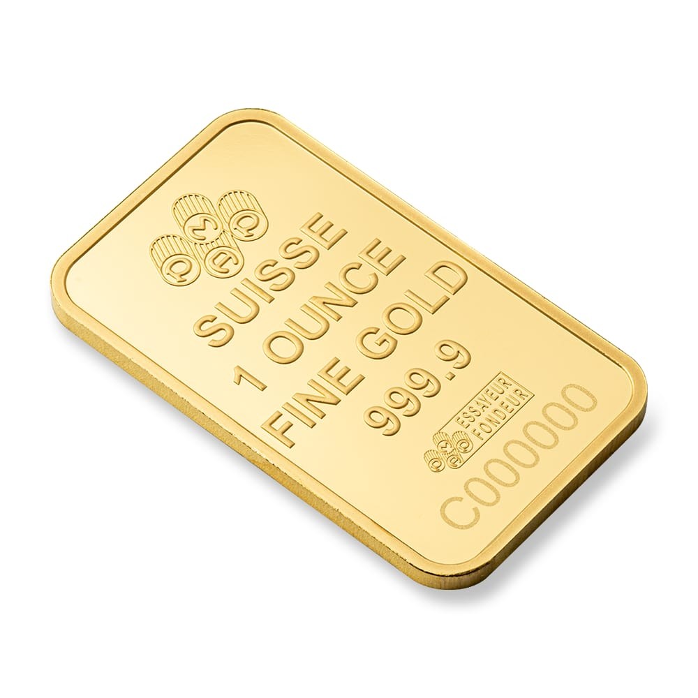 1 oz PAMP Suisse Gold Lady of Justice Bar (New w/Assay)