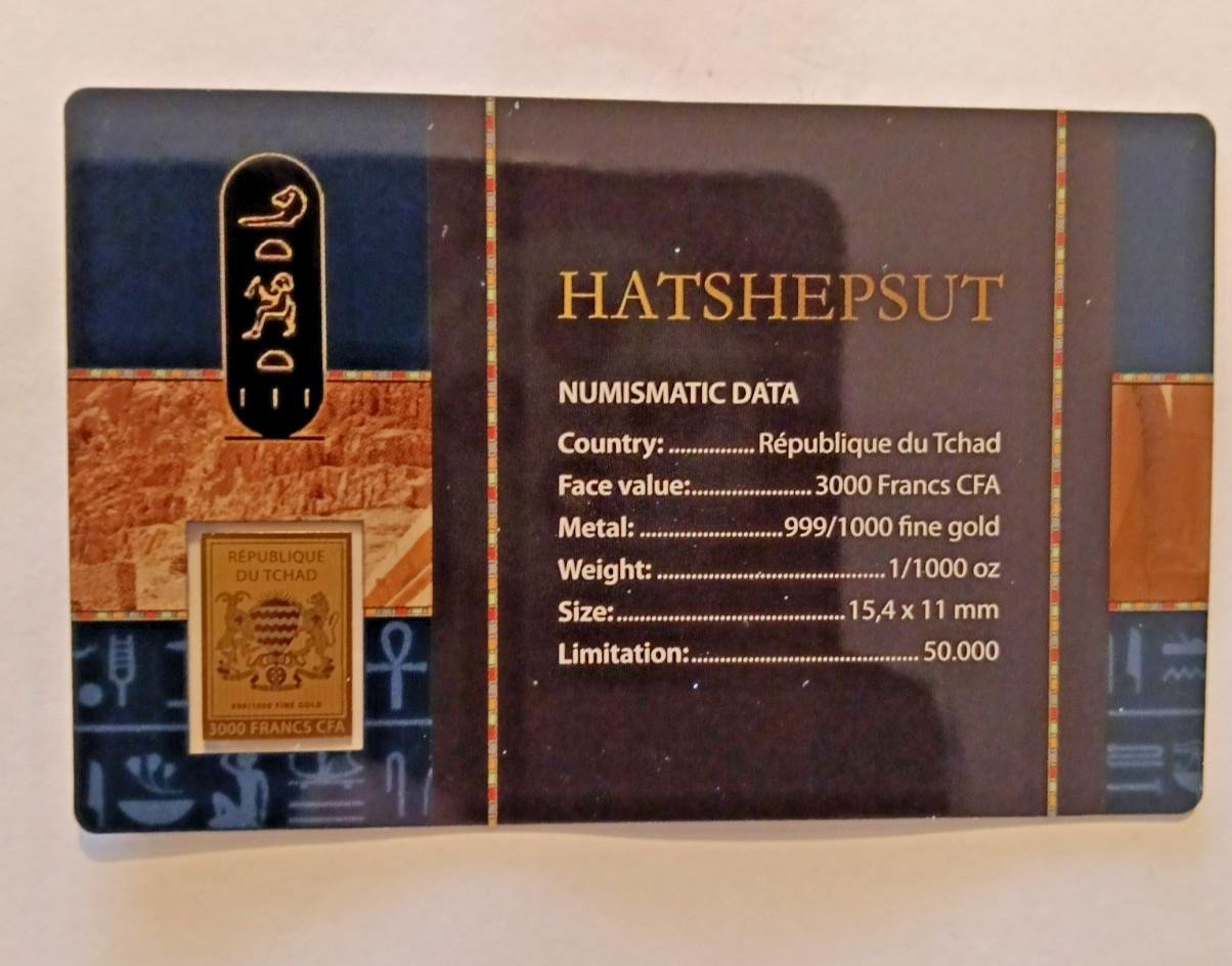 1000TH OZ COIN CARD HATSHEPSUT ANCIENT EGYPTIAN RULERS