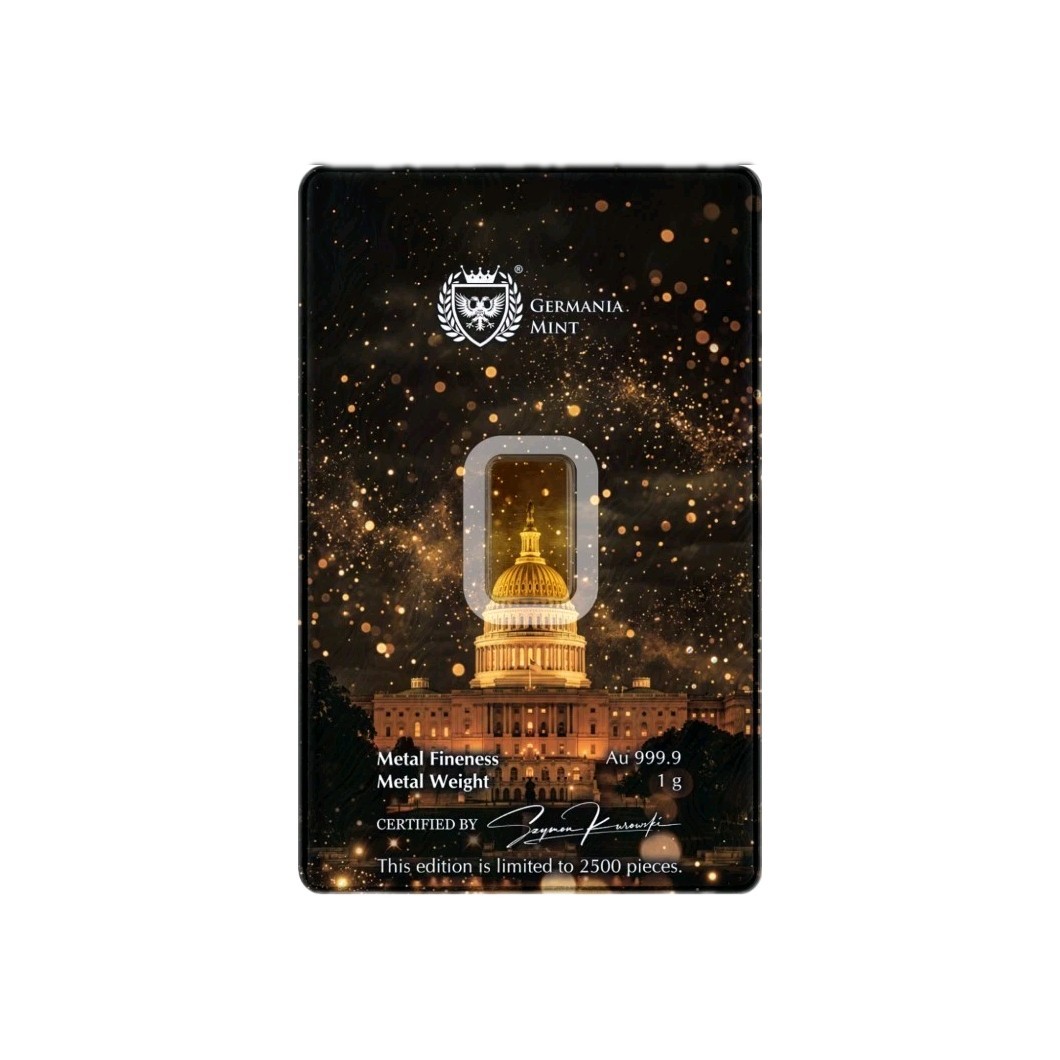 1g Gold Bar American Independence Germania Mint 999.9 Fine Gold NEW