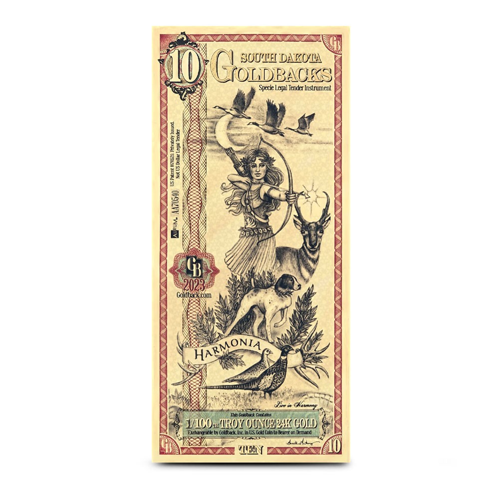 10 South Dakota Goldback Gold Note (New)