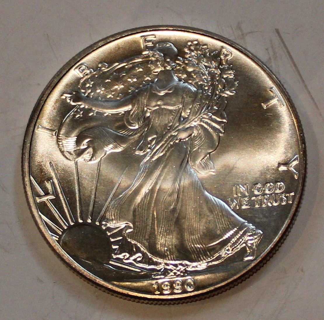 1990 ONE OUNCE .999 SILVER EAGLE BU UNCIRCULATED