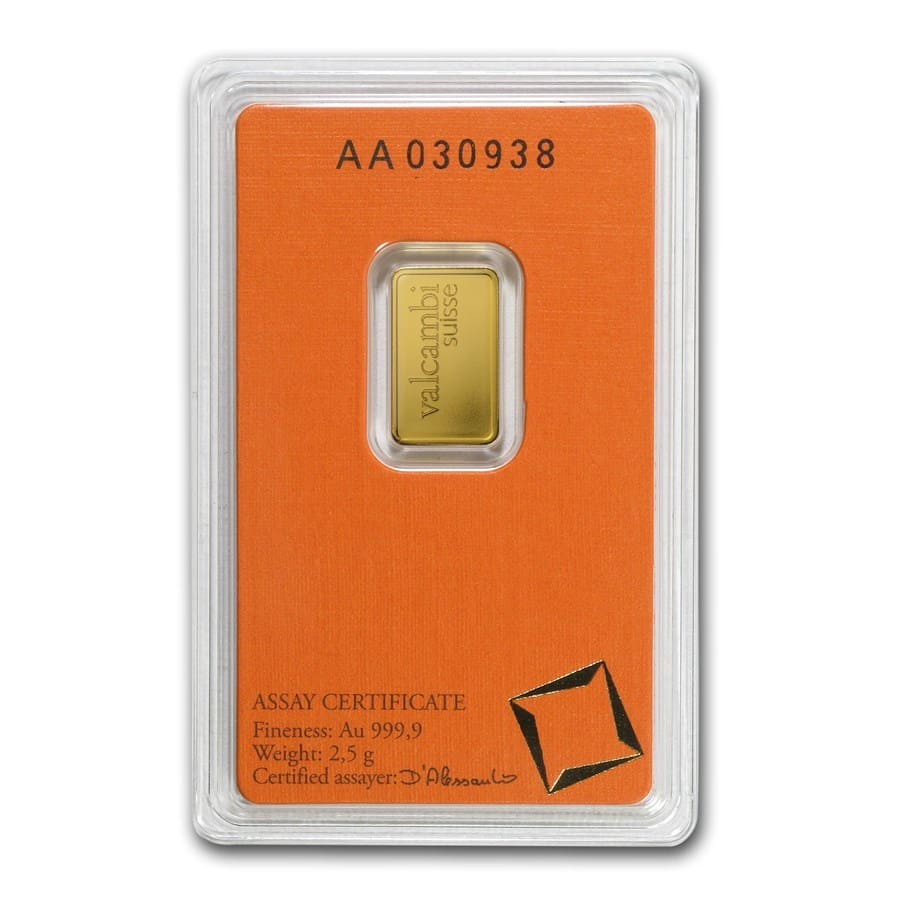 2.5 gram Gold Bar – Valcambi (In Assay)