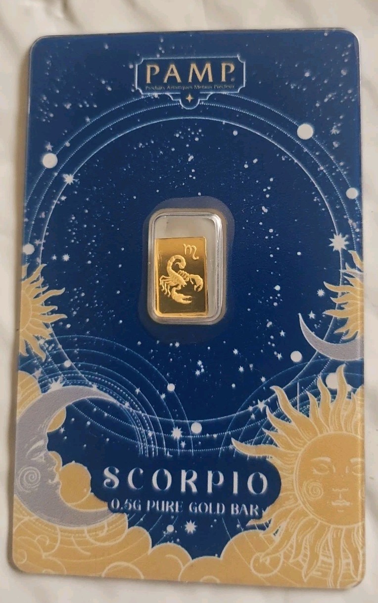 Scorpio Zodiac PAMP 0.5g Gold Bar 999.9 Gold-
