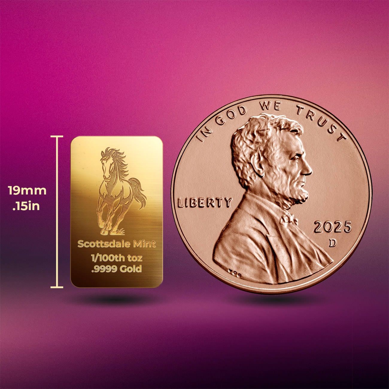 2026 Lunar Year of the Horse 1/100th Gold Bar Scottsdale Mint