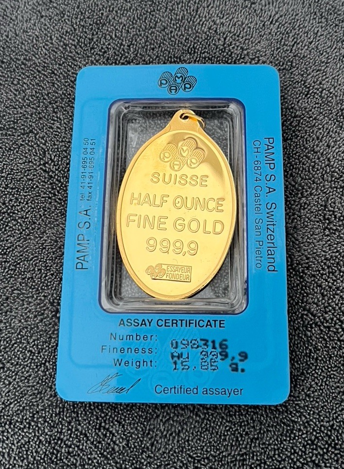 Pamp .9999 1/2 Oz Fine Gold Lady Fortuna Oval Pendant New HALF OUNCE 15.85G RARE