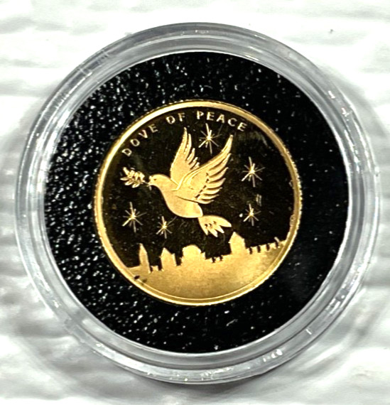 2022 Holy Land Mint Dove of Peace 1/25 oz Gold Round In Mint Capsule