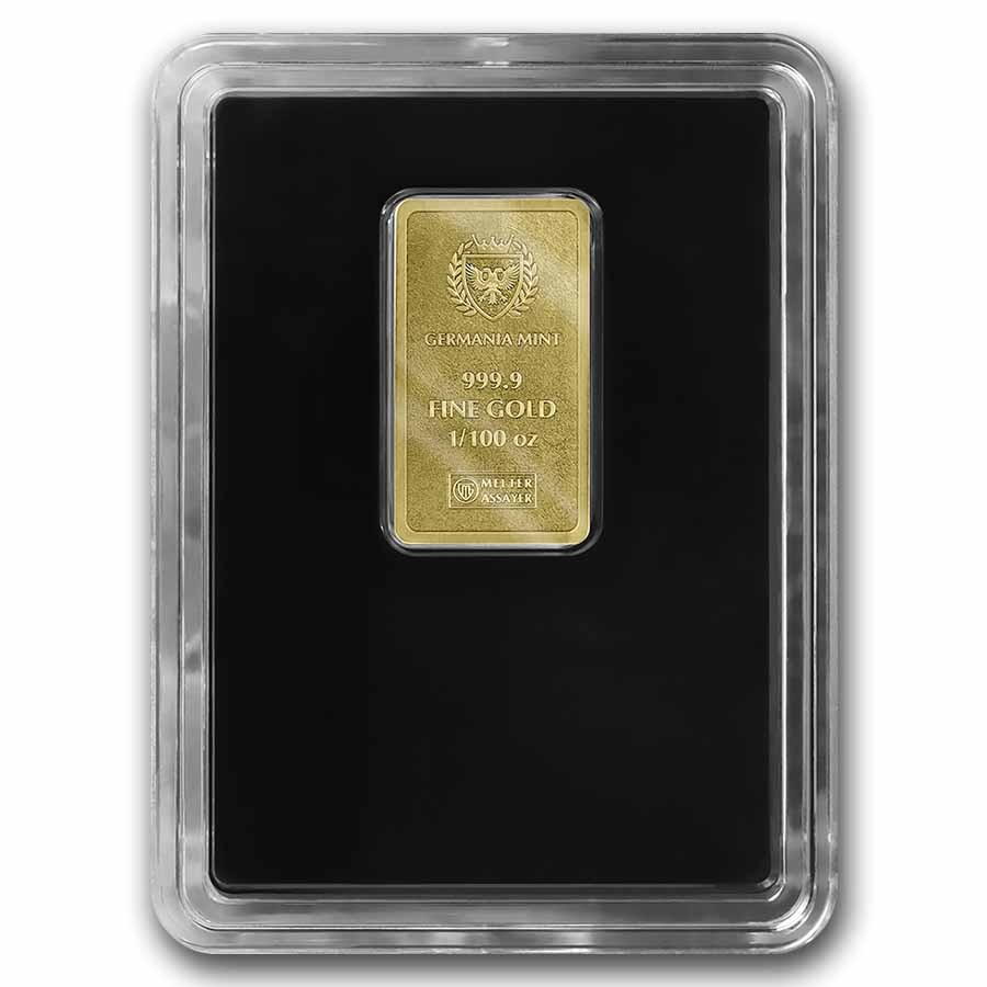 1/100 oz Gold Bar – Germania Mint (In Capsule)
