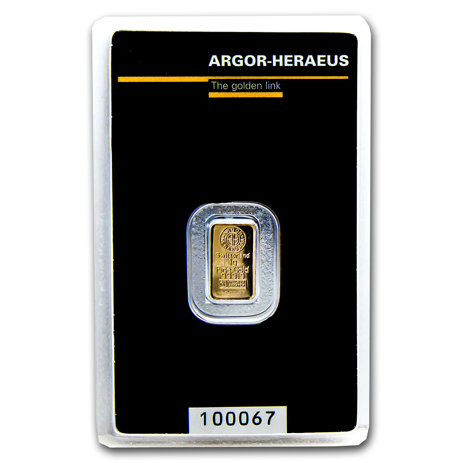 1 gram Gold Bar – Argor-Heraeus KineBar Design (In Assay) – SKU#67497