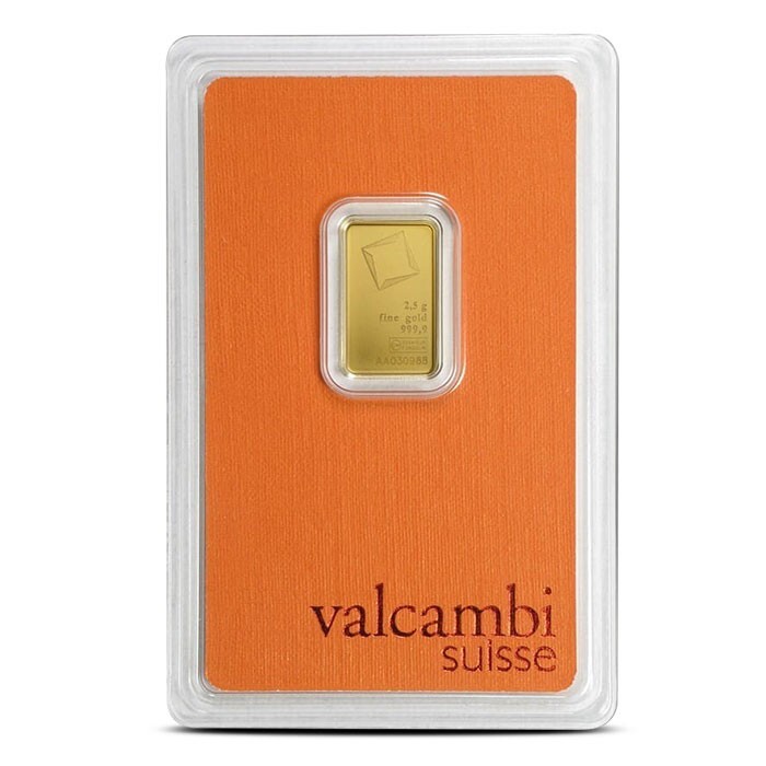 VALCAMBI SUISSE MINT 2.5 GRAM .9999 Pure 24karat GOLD Bullion Bar