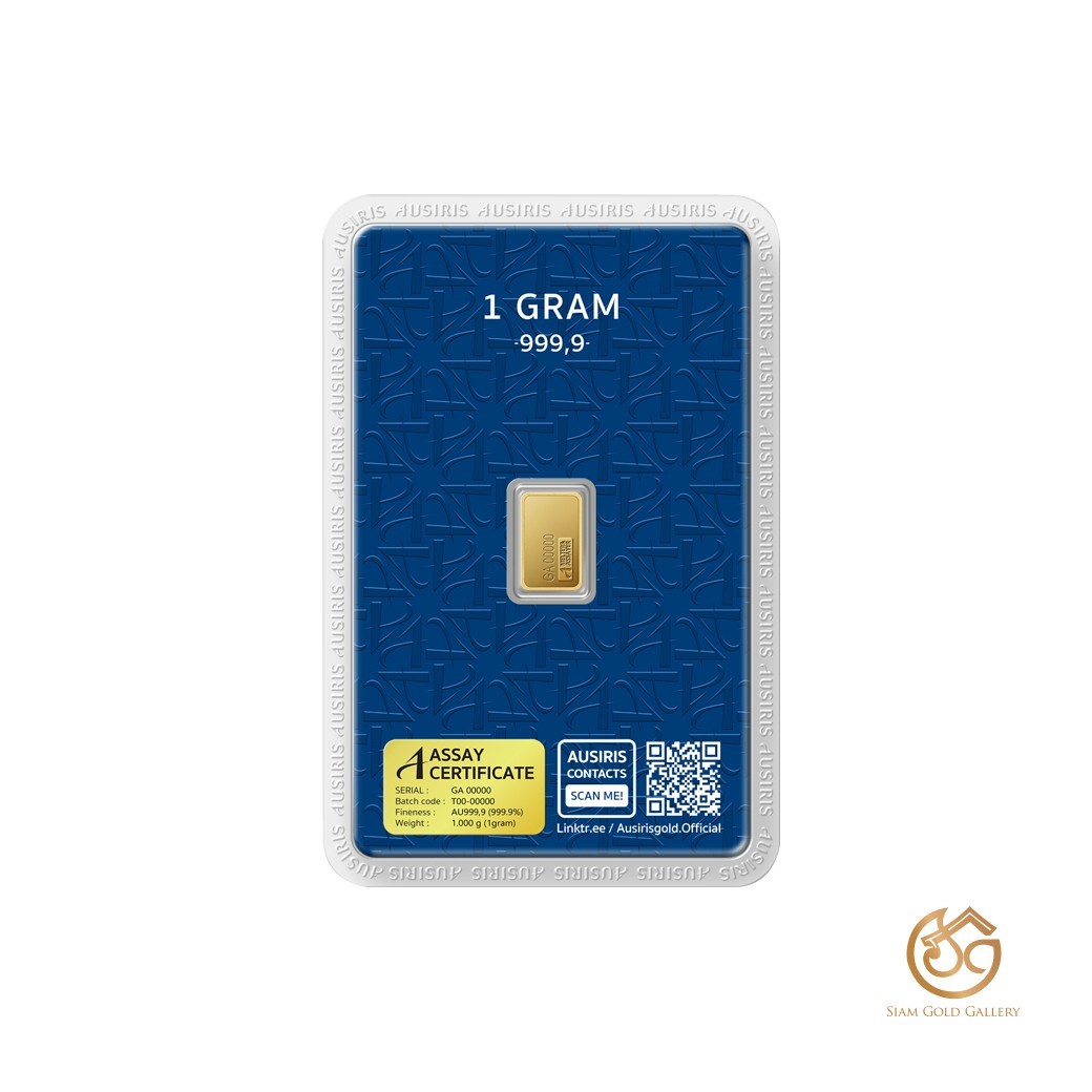AUSIRIS 24K (99.9%) Thai Gold Bar weight 1 gram