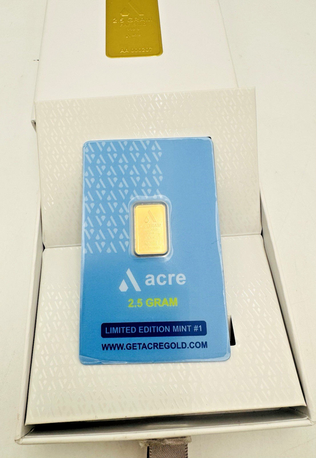 2.5 Gram .9999 Gold Bar Acre Limited Edition Mint 1 Sealed Assay AA067580 In Box