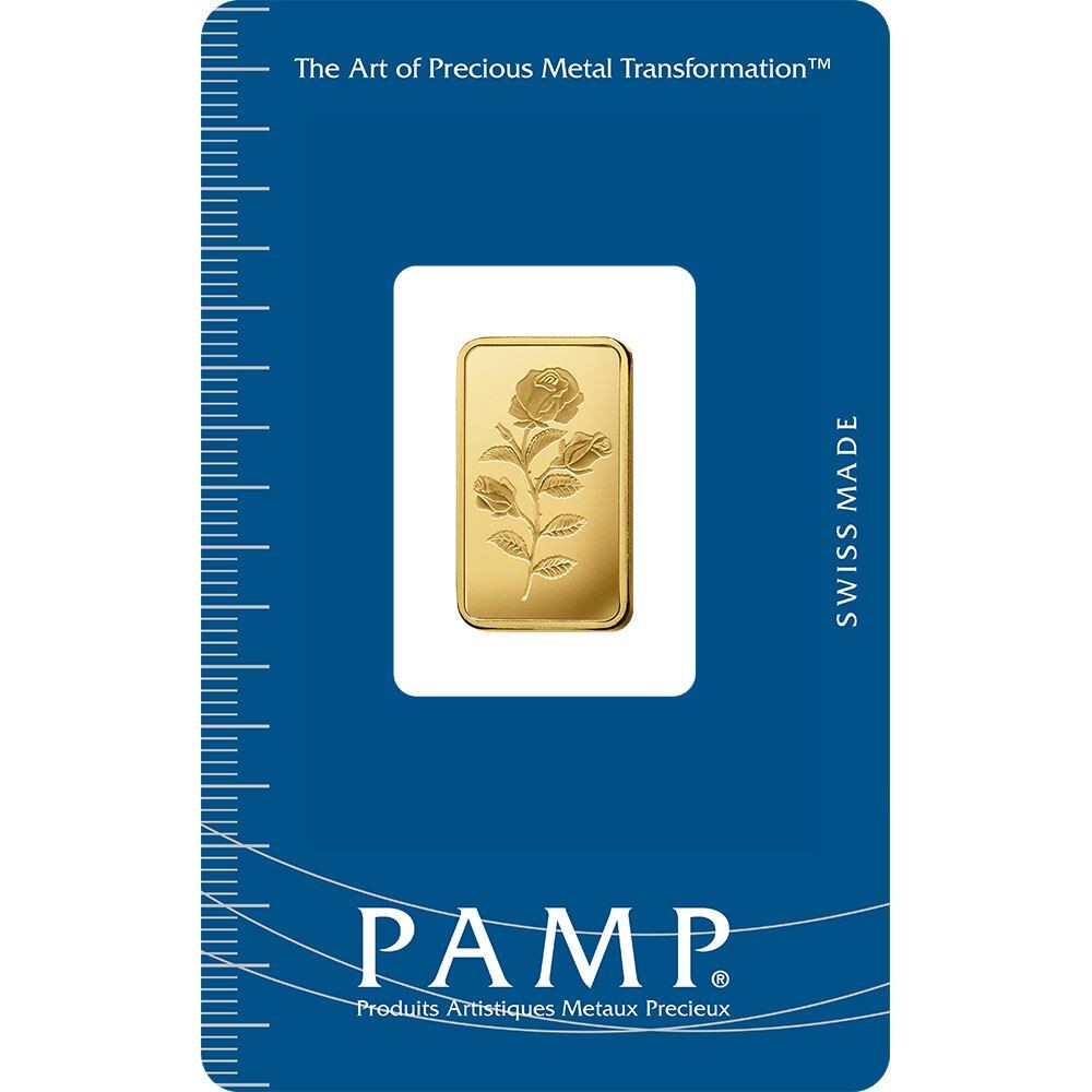 2.5 gram Gold Bar – PAMP Suisse – Rosa – 999.9 Fine in Sealed Assay
