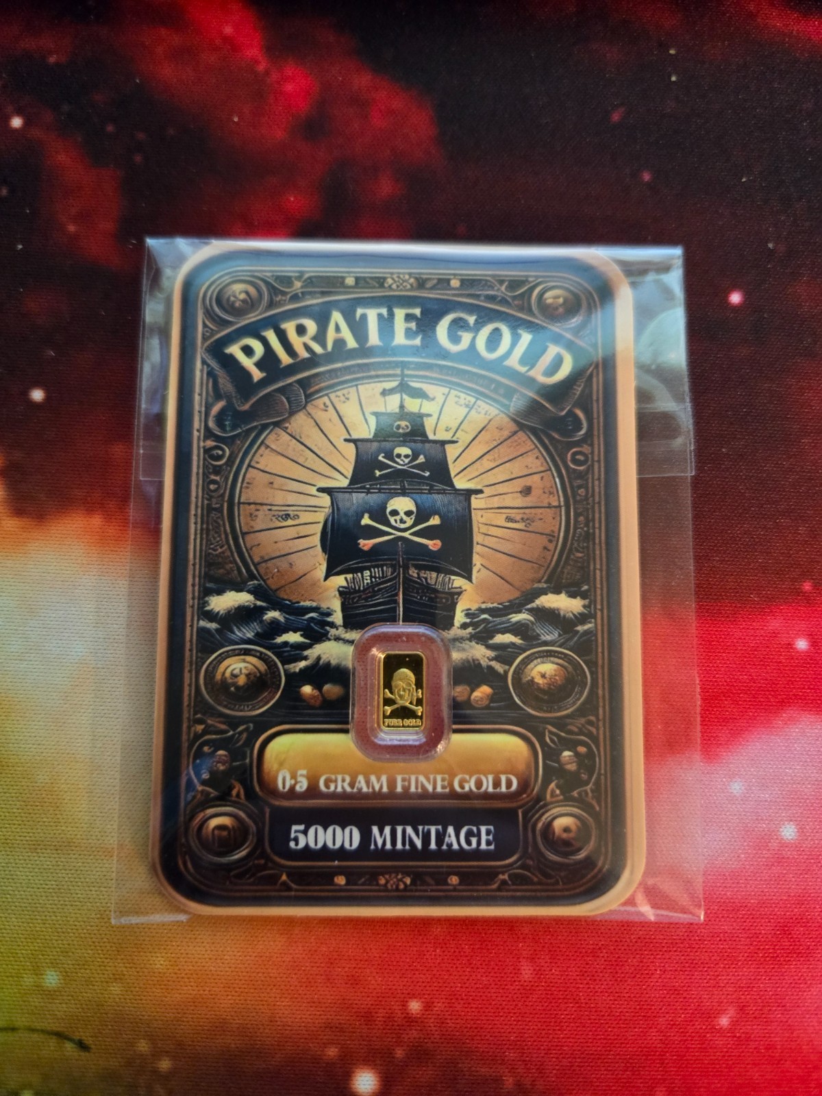 Pirate Gold 0.5 Gram .999 Fine Gold Bar 5000 Mintage Sealed Collectible
