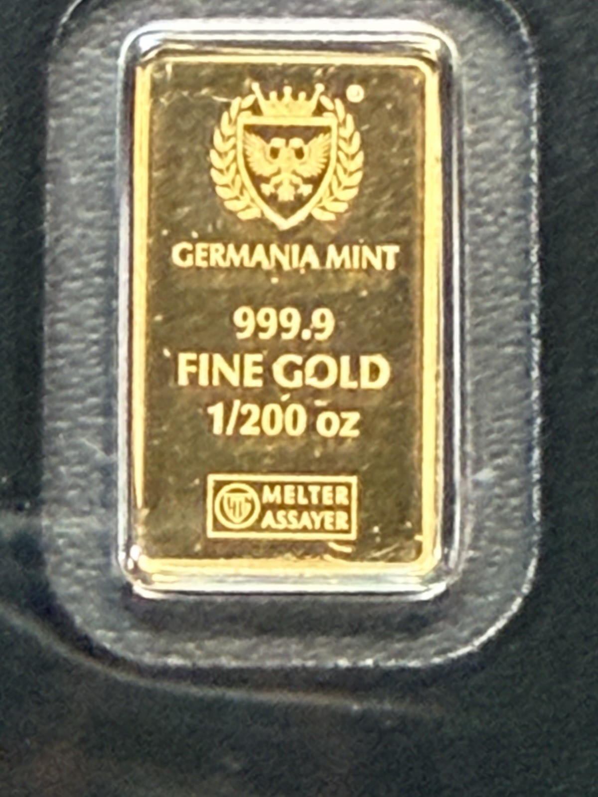 Germania Mint 1/200 oz Proof Gold Bar Stamped in Assay