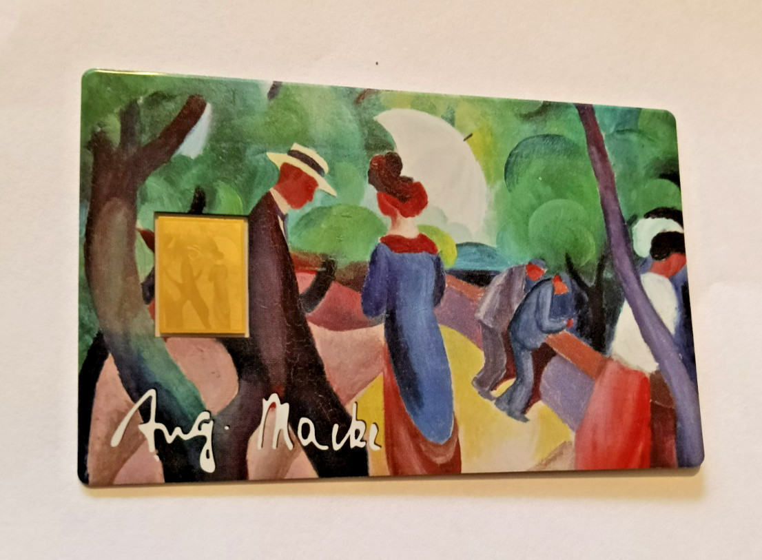 1/1000TH OZ GOLD COIN BAR PROMANADE Auguste Macke Fine art masterpiece in gold